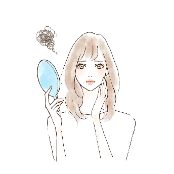 お肌に悩む女性の画像